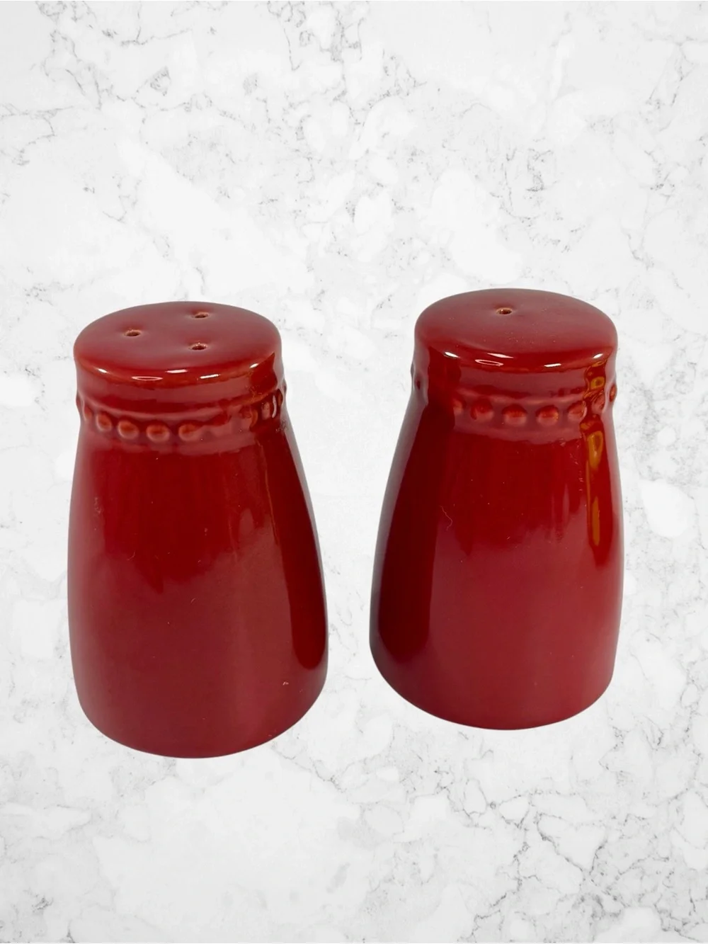 Vintage Pier 1 Spice Route Collection Paprika Color Salt Pepper Set Red New Cork